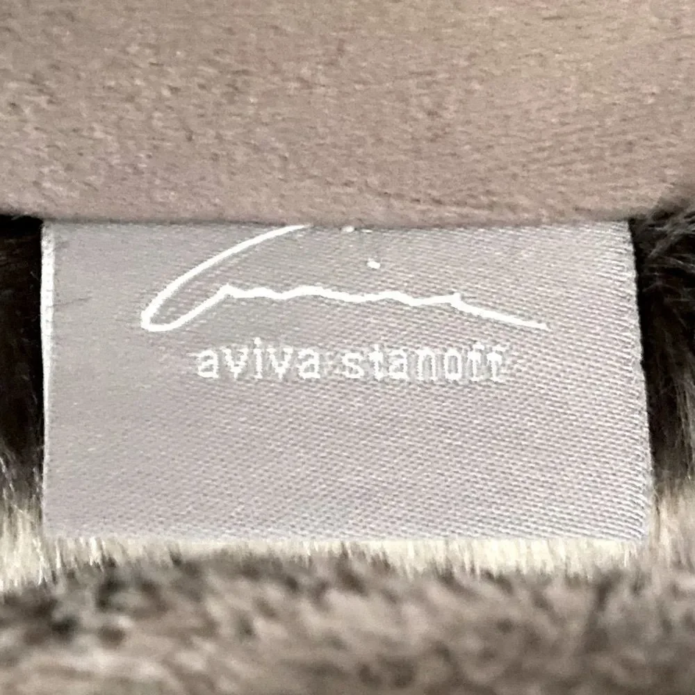 NWOT NEW Aviva Stanoff Black/Brown Faux Fur Luxury Designer Pillow 20